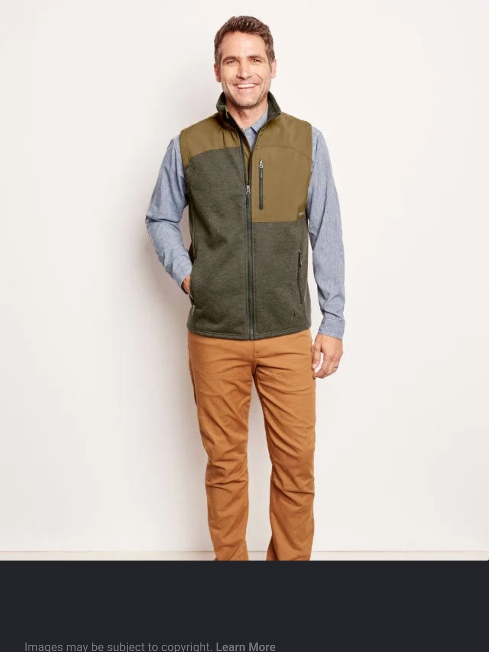 Orvis Two-Tone Olive Zip Fleece Vest